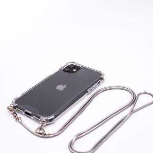 Back panel cover Evelatus Apple iPhone 11 Pro Max Silicone Transparent with Necklace TPU Strap Silver