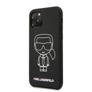 Nugarėlės dėklai Karl Lagerfeld Apple iPhone 11 Pro Silicone Ikonik White Outline Black