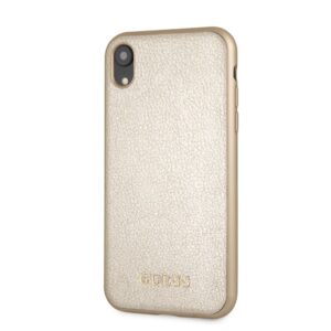 Nugarėlės dėklai Guess Apple iPhone XR Iridescent PU Leather Hard Case Gold