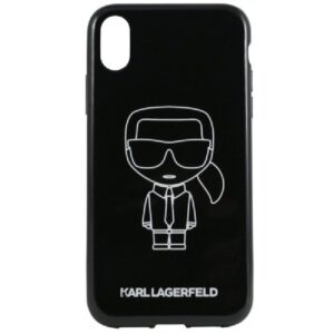 Back panel cover Karl Lagerfeld  iPhone XR PC/TPU Glitter Ikonik White Outline Black
