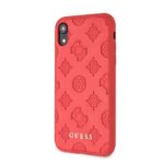 Tagakaaned Guess Apple iPhone XR Debossed PU Leather Hard Case Peony Red