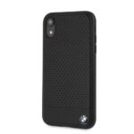 Aizmugurējais vāciņš BMW Apple iPhone XR Perforated Leather Hardcase Black