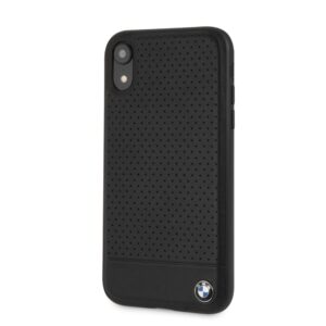 Aizmugurējais vāciņš BMW Apple iPhone XR Perforated Leather Hardcase Black
