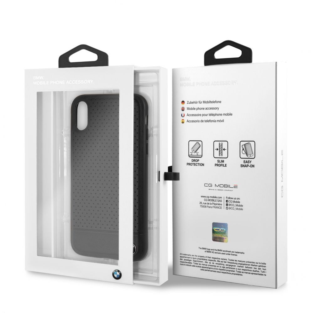 Back panel cover BMW Apple iPhone XR Perforated Leather Hardcase Black