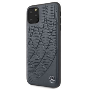 Nugarėlės dėklai Mercedes-Benz Apple iPhone 11 Pro Max Quilted Genuine Leather Blue