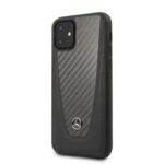 Nugarėlės dėklai Mercedes-Benz Apple iPhone 11 Hard Case Leather Carbon Fiber Black