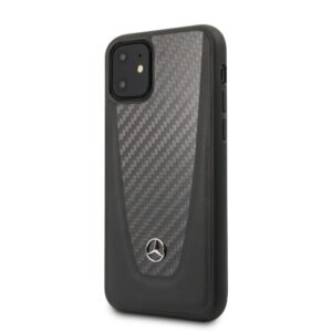 Nugarėlės dėklai Mercedes-Benz Apple iPhone 11 Hard Case Leather Carbon Fiber Black