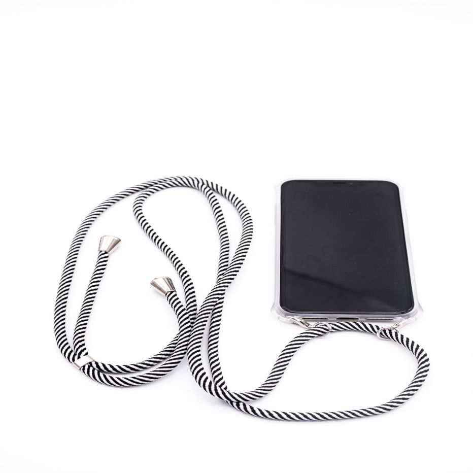 Back panel cover Evelatus Samsung A40 Case with rope Black Stripes Transparent