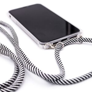 Tagakaaned Evelatus Apple iPhone 11 Pro Max Case with rope Black Stripes Transparent