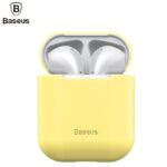 Back panel cover Baseus Apple Silica Series Ultra-thin Silicone Protector Case for Airpods 1 / 2 Yellow