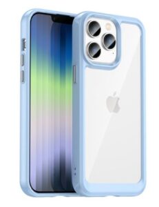 Back panel cover iLike Apple iPhone 14 Pro Max hard case with a gel frame Translucent Blue