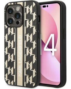 Aizmugurējais vāciņš Karl Lagerfeld Apple iPhone 14 Pro Max 6.7 Monogram Stripe Brown