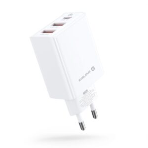 Adapteris Evelatus  Evelatus Travel Charger EU Wall 3 Ports 32W USB-C / USB-A2 ETC06 White