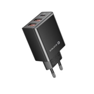 Adapteris Evelatus  Evelatus Travel Charger EU Wall 3 Ports 32W USB-C / USB-A2 ETC06 Black