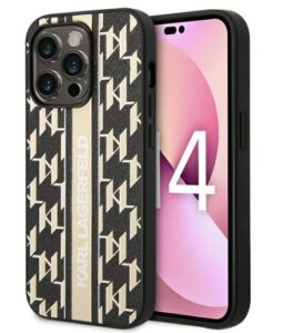 Aizmugurējais vāciņš Karl Lagerfeld Apple iPhone 14 Pro 6.1 hardcase Monogram Stripe Brown