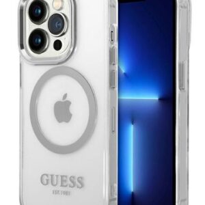 Back panel cover Guess Apple iPhone 14 Pro Max 6.7 hard case Metal Outline Magsafe Silver