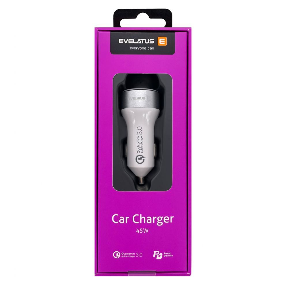Auto charger Evelatus - Evelatus Quick Car Charger QCC03, QCC03WH White