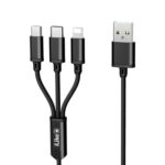 Kaabel iLike  Charging Cable 3 in 1, USB, Type C, Lightning, CCI02 Black