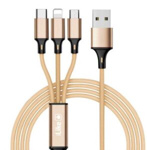 Kabelis iLike  Charging Cable 3 in 1 CCI02 Gold