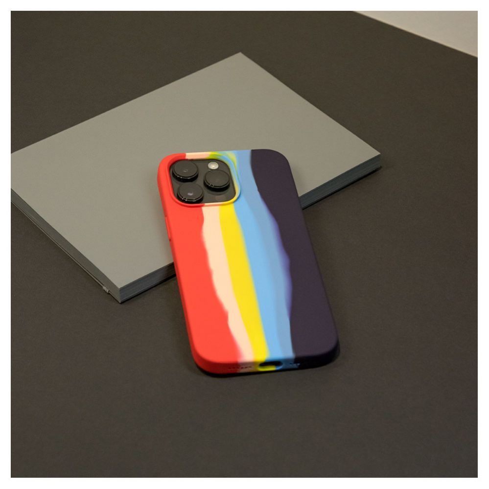 Back panel cover Evelatus Apple iPhone 14 Pro Silicone case Multi-Colored Rainbow