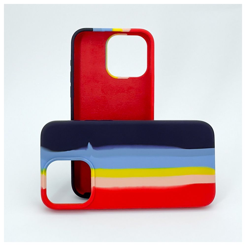 Back panel cover Evelatus Apple iPhone 14 Pro Silicone case Multi-Colored Rainbow