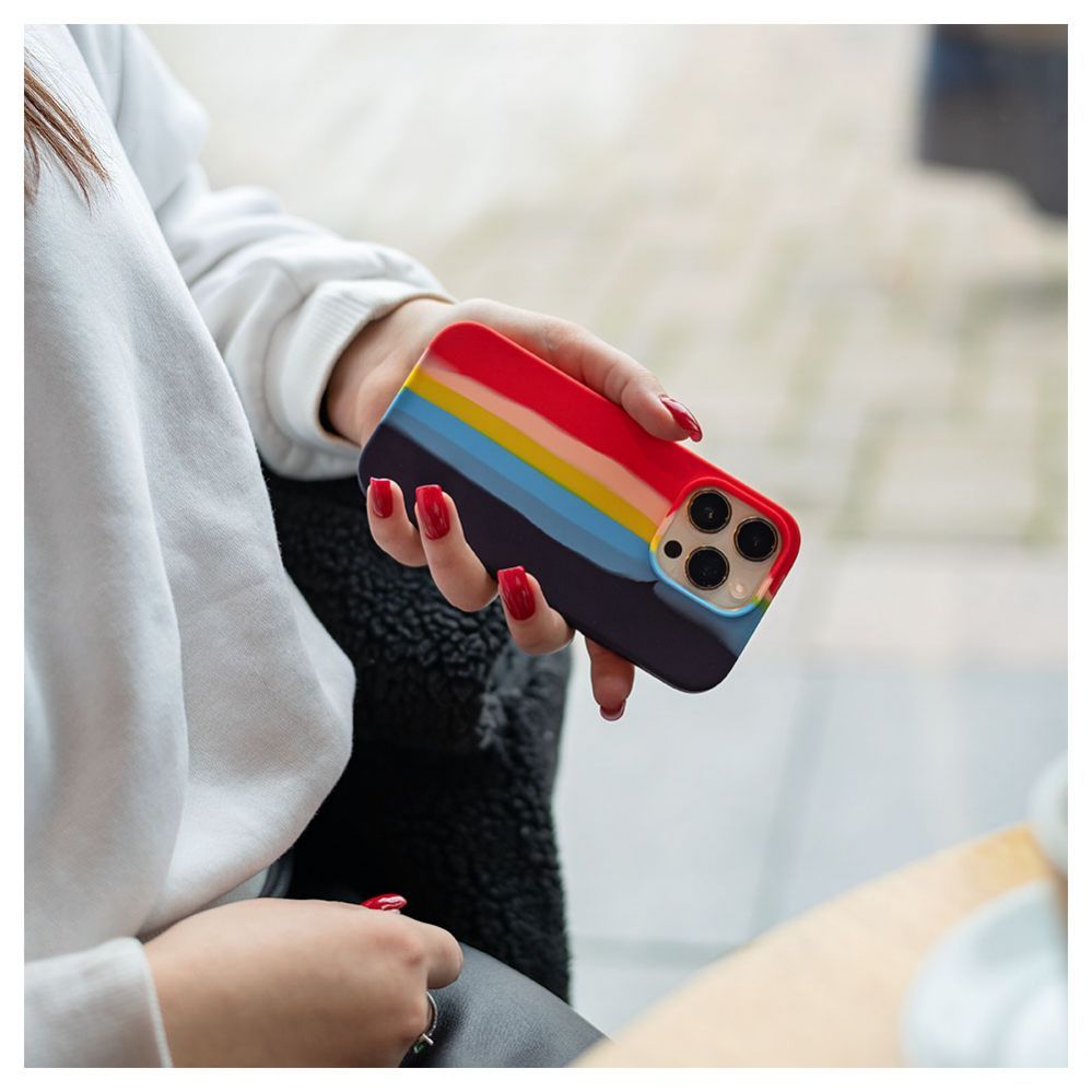 Back panel cover Evelatus Apple iPhone 14 Pro Silicone case Multi-Colored Rainbow