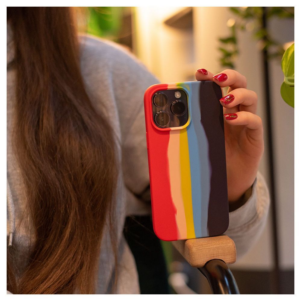 Back panel cover Evelatus Apple iPhone 14 Pro Silicone case Multi-Colored Rainbow