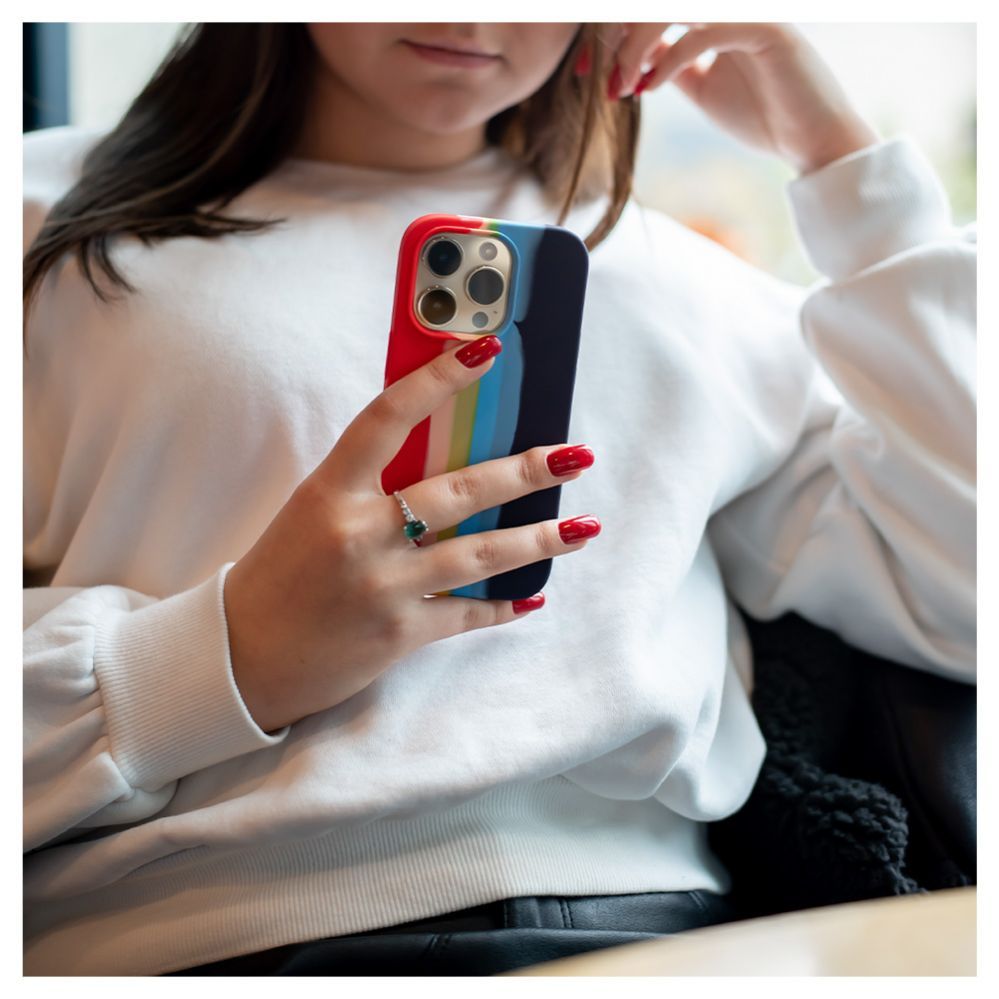 Back panel cover Evelatus Apple iPhone 14 Pro Silicone case Multi-Colored Rainbow