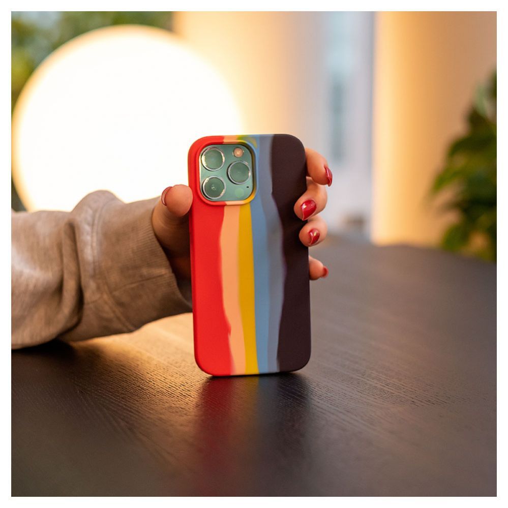Back panel cover Evelatus Apple iPhone 14 Pro Silicone case Multi-Colored Rainbow