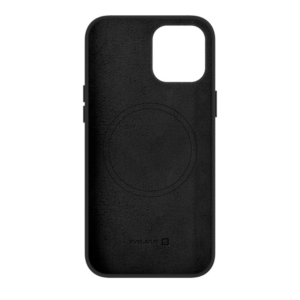 Back panel cover Evelatus Apple iPhone 12 Pro Max Genuine Leather case with MagSafe Black
