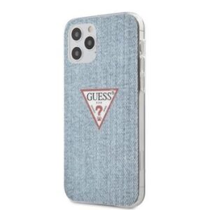 Aizmugurējais vāciņš Guess - iPhone 12/12 Pro PC/TPU Denim Triangle Cover Light Blue