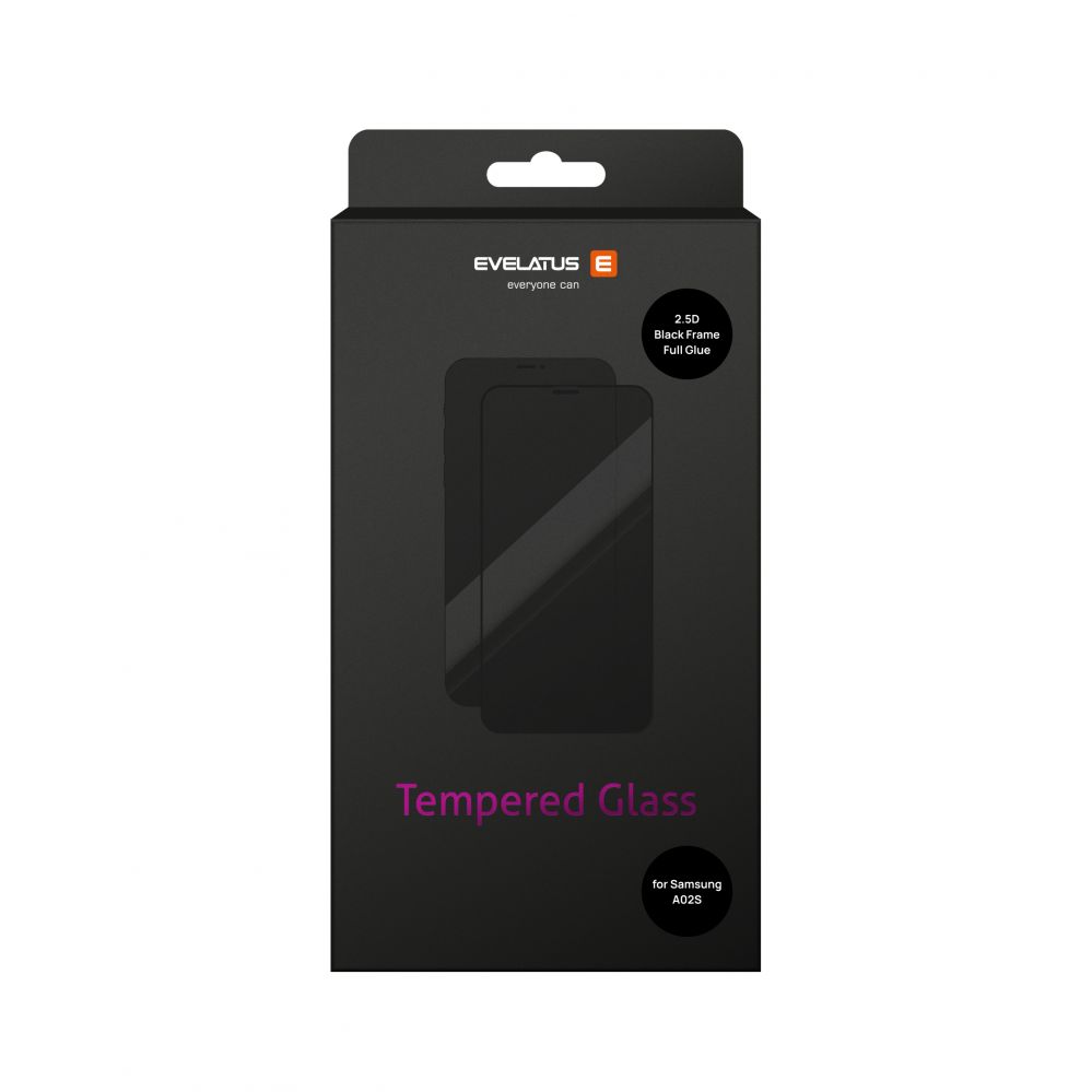 Protective glass Evelatus Samsung Galaxy A02s 2.5D Full Cover Japan Glue Glass Anti-Static