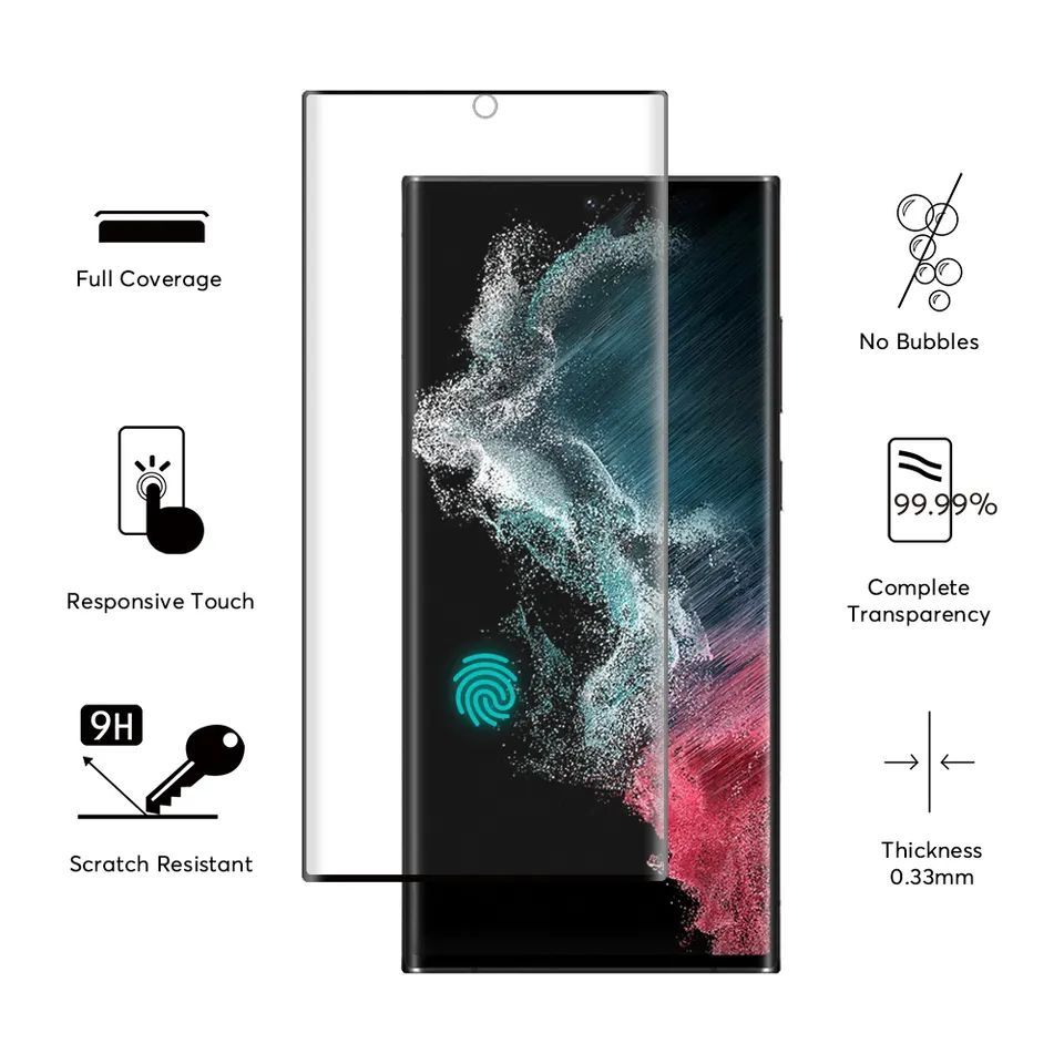 Kaitseklaasid Evelatus Samsung Galaxy S23 Ultra 2.5D Full Cover Japan Glue Glass Anti-Static Black