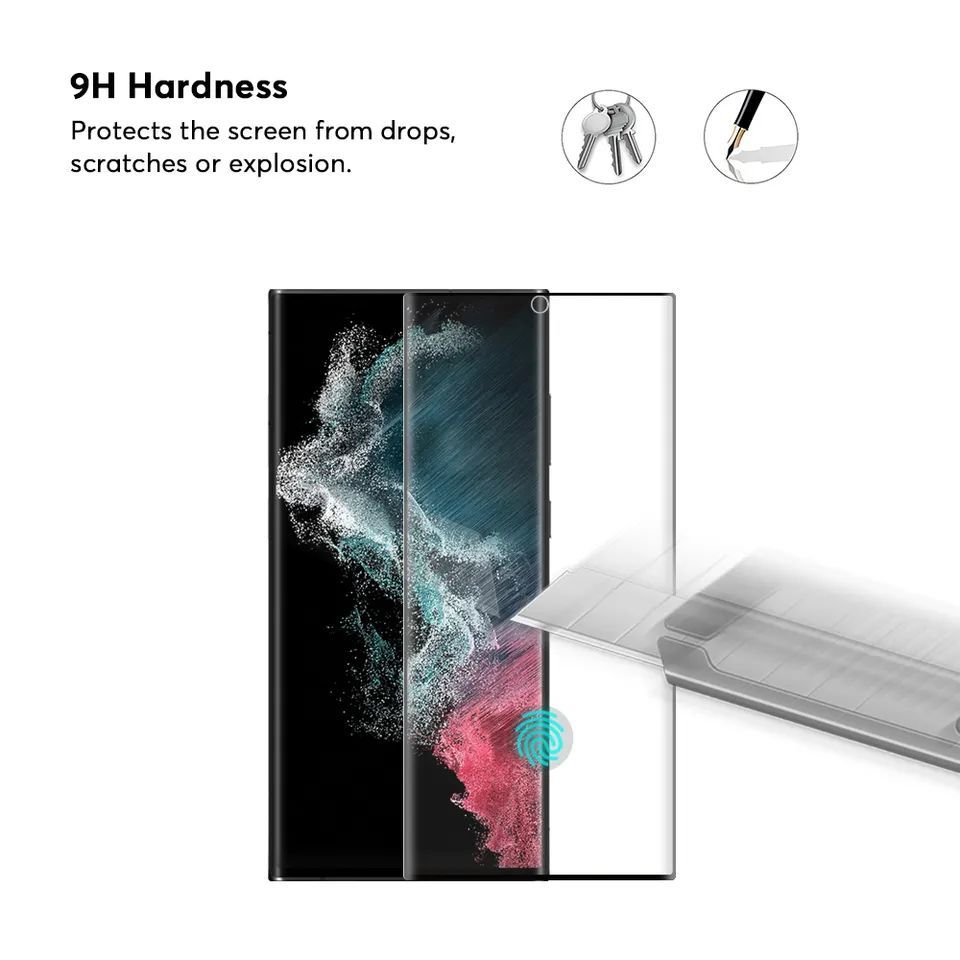 Kaitseklaasid Evelatus Samsung Galaxy S23 Ultra 2.5D Full Cover Japan Glue Glass Anti-Static Black