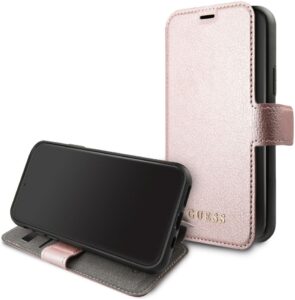 Kaaned - kaaned Guess Apple iPhone 12/12 Pro 6.1 Iridescent Book Case Pink