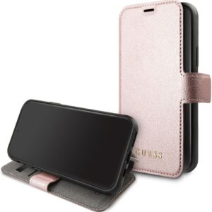 Kaaned - kaaned Guess Apple iPhone 12/12 Pro 6.1 Iridescent Book Case Pink