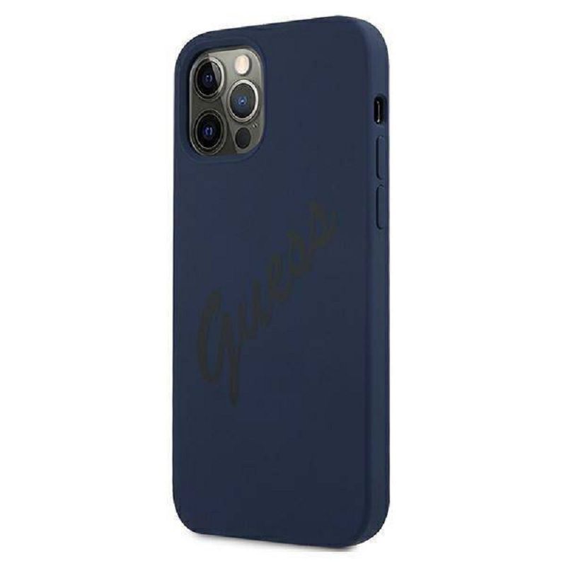 Back panel cover Guess Apple iPhone 12 Pro Max 6.7'' Vintage Silicone Cover Blue