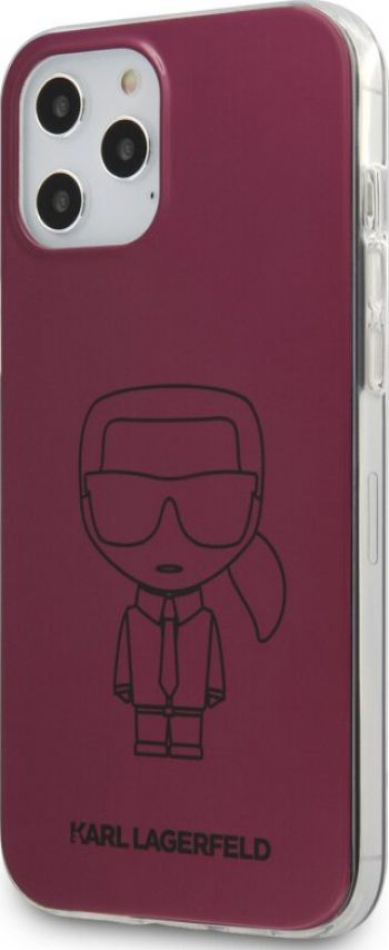 Aizmugurējais vāciņš Karl Lagerfeld Apple iPhone 12/12 Pro 6.1'' PC/TPU Metallic Iconic Outline Cover Dark Pink