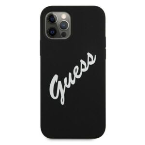 Aizmugurējais vāciņš Guess - iPhone 12 / 12 Pro Silicone Vintage Script Cover Black