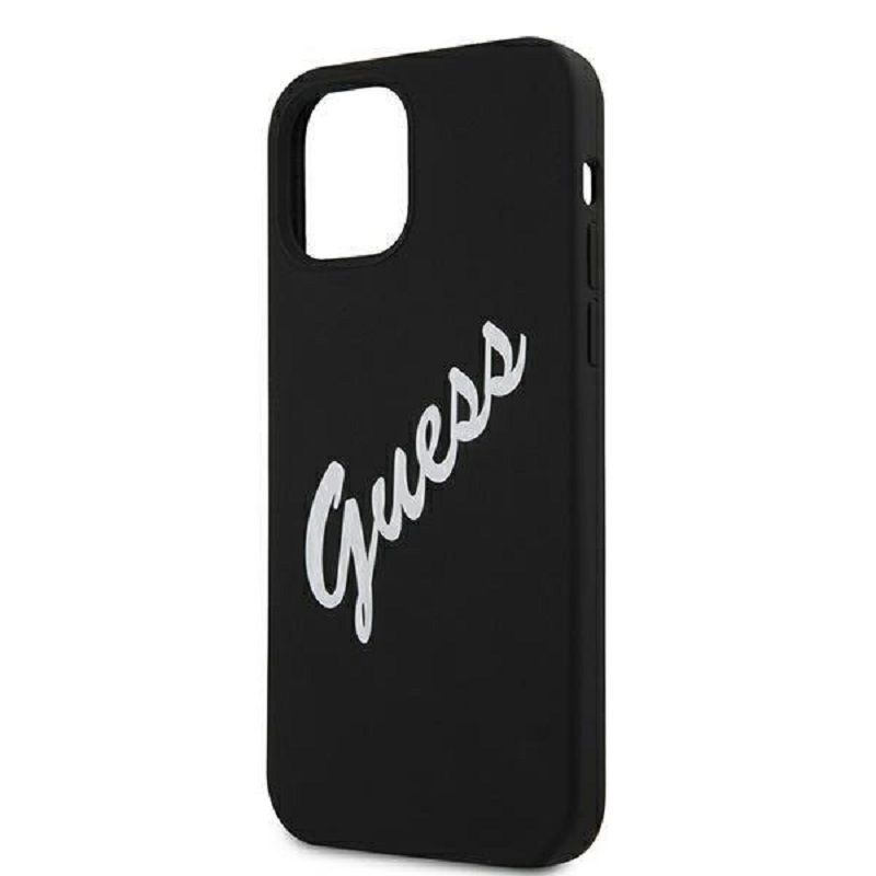 Tagakaaned Guess - iPhone 12 / 12 Pro Silicone Vintage Script Cover Black