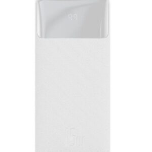 Ārējais akumulators Baseus  Bipow powerbank with display 10000mAh 15W white (Overseas Edition) + USB-A - Micro USB 0.25m White