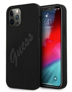 Nugarėlės dėklai Guess Apple iPhone 12 Pro Max 6.7 hardcase Script Vintage Black