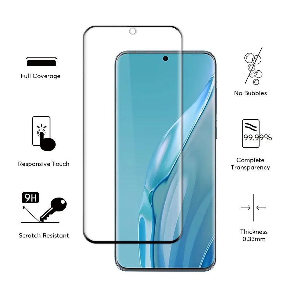 Aizsargstikls Evelatus Huawei P60 2.5D Full Cover Japan Glue Glass Anti-Static