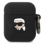Headphone case Karl Lagerfeld Apple Airpods 1/2 3D Logo NFT Karl Head Silicone Case Black