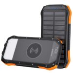 Ārējais akumulators Choetech  Solar powerbank with inductive charging 10000mAh Qi 5W orange (B659) Black