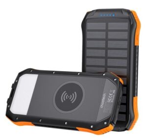 Väline aku Choetech  Solar powerbank with inductive charging 10000mAh Qi 5W orange (B659) Black