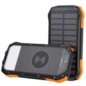 Väline aku Choetech  Solar powerbank with inductive charging 10000mAh Qi 5W orange (B659) Black