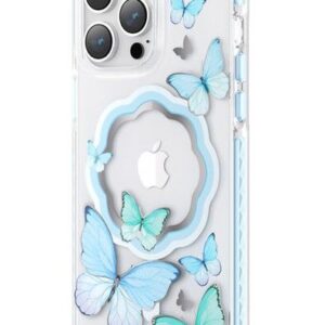 Back panel cover Kingxbar Apple iPhone 14 Pro MagSafe Butterfly Series magnetic case Blue