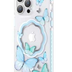 Back panel cover Kingxbar Apple iPhone 14 Pro Max MagSafe Butterfly Series magnetic case Blue