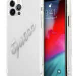 Back panel cover Guess Apple iPhone 12 Pro Max 6.7 hardcase Vintage Script Silver Transparent